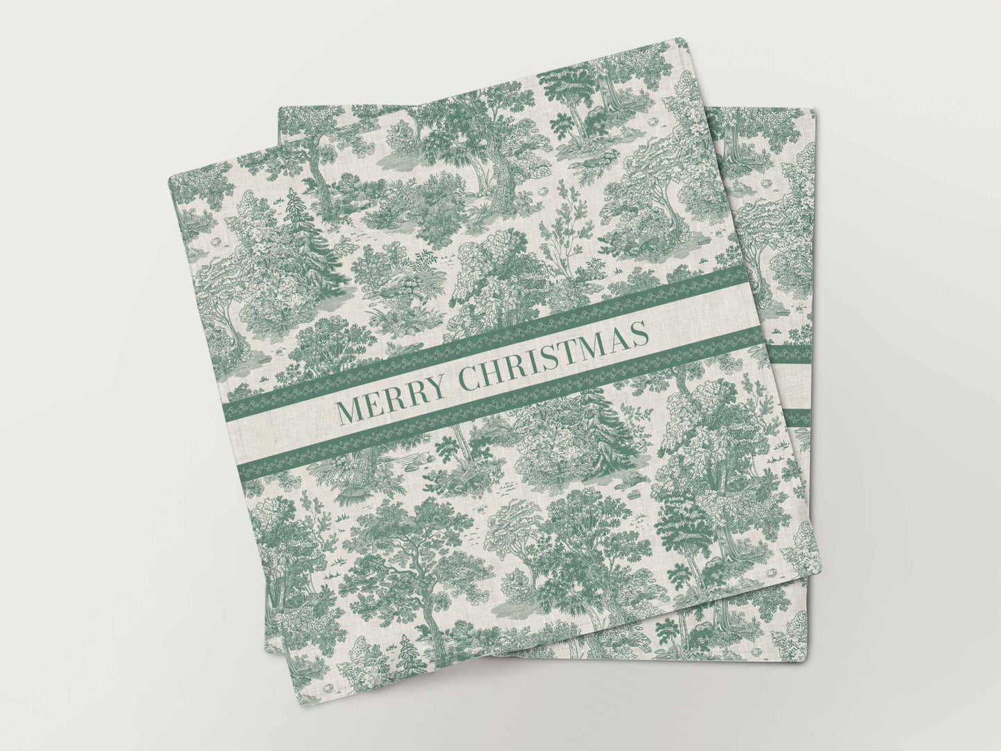 Linen Christmas Toile Green