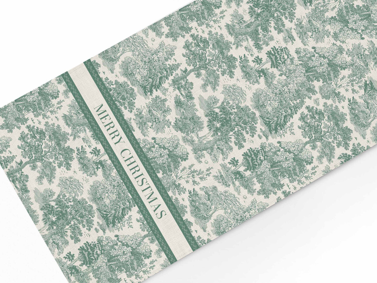Linen Christmas Toile Green
