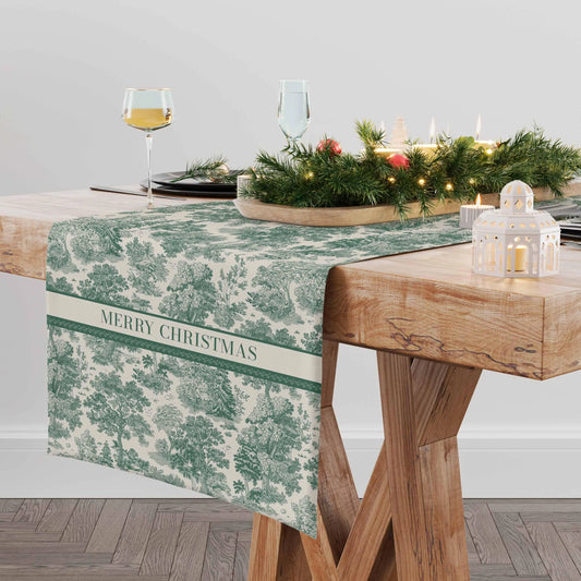 Linen Christmas Toile Green